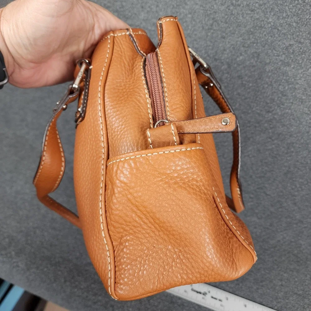 Fossil Cognac Pebbled‎ Leather Satchel Handbag ZB9962 Brown Key Charm